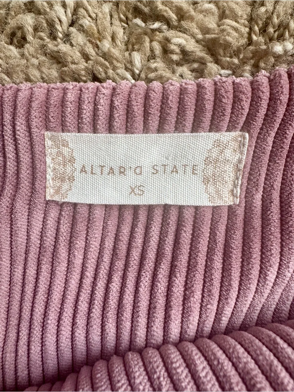 Altar'd State Dusty Pink Corduroy Button-Front Mini Skirt